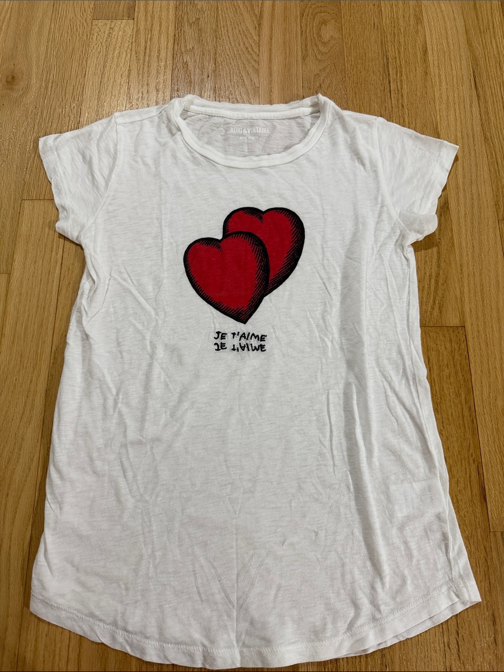 Zadig & Voltaire JE T'Aime Heart Graphic T-Shirt Sz S